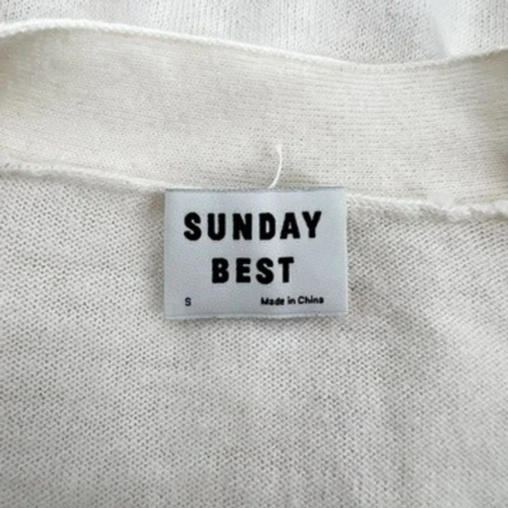 Sunday Best Aritzia Cream Merino Wool‎ Cotton V-Neck Button Front Cardigan Small